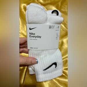 Nike White Crew Athletic Socks with Black Swoosh - 3 Pack